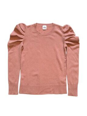 Madeleine Thompson Cashmere Sweater Womens Small Pink Crew Neck Puff Sleeve Knit